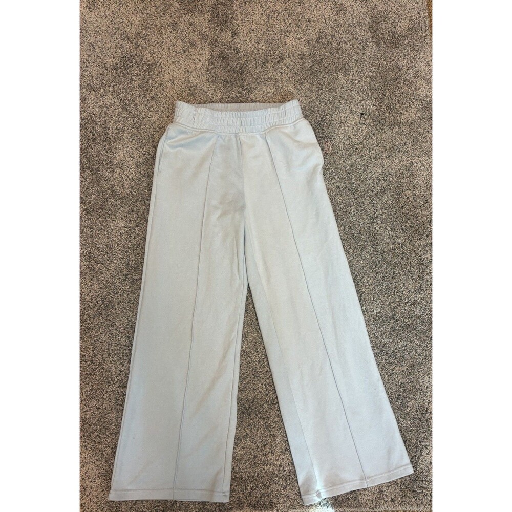 Yogalicious Girls Wide Leg Pants Size L 12 Light Blue Fleece Pintuck Sweatpants